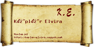 Káplár Elvira névjegykártya